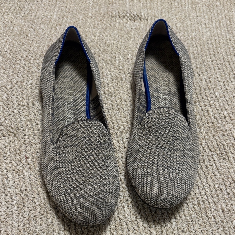 Rothy's Gray Loafers with Blue Accents Round Toes 7.5